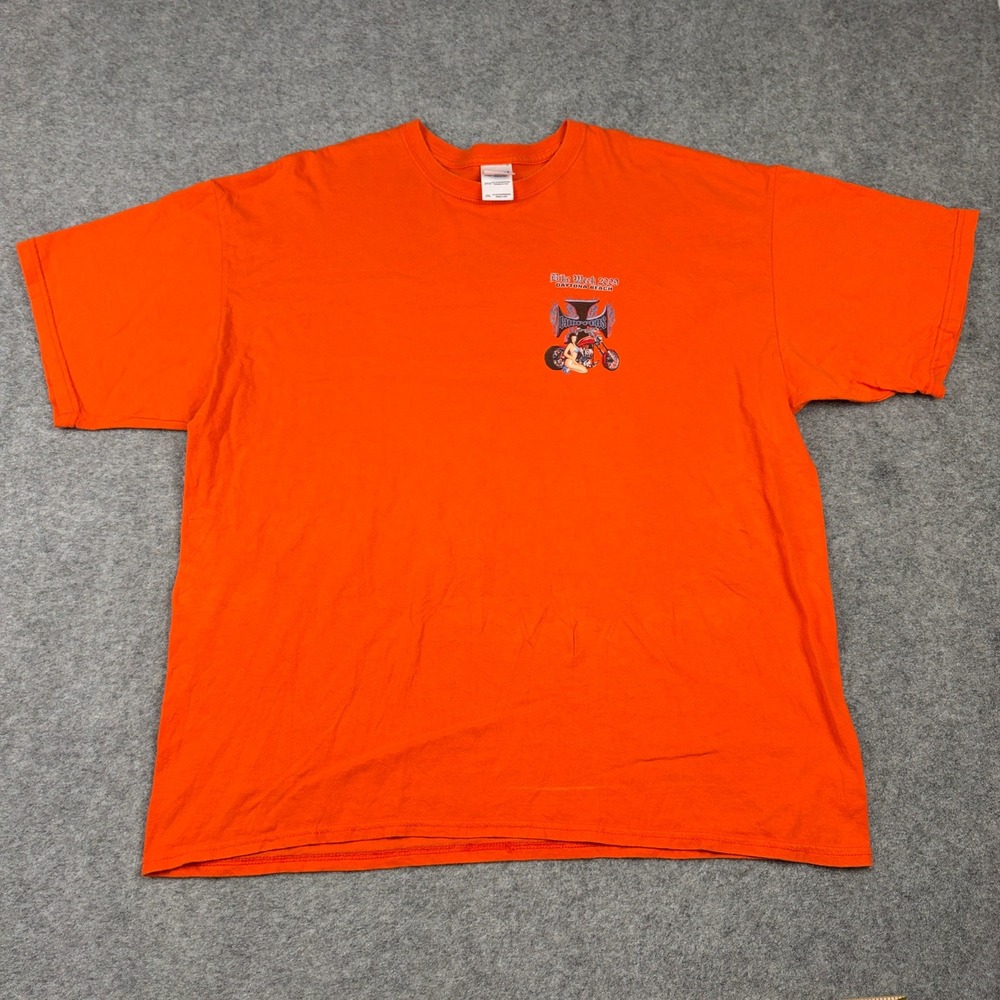 Choppers T-Shirt Mens 2XL Bike Week 2009 Daytona Beach Pinup Graphic Orange Y2K